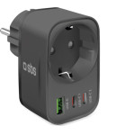 SBS Multiplug Wall Charger Usb And 2xUSB-C Pd 30W Black - (TRPLUG1USB2CPD)