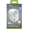 SBS Multiplug Wall Charger Usb And USB-C Pd 20W White - (TRPLUG1USB1CPD)