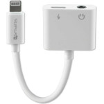 4sMarts Adapter Rozdzielajacy Lightning Na Lightning + 3.5mm Aux bialy/White - (468673)