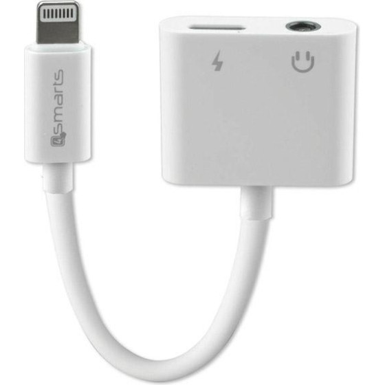 4sMarts Adapter Rozdzielajacy Lightning Na Lightning + 3.5mm Aux bialy/White - (468673)