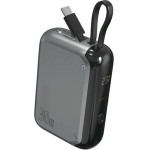 4sMarts Powerbank Pocket 10000mAh30W z Wbudowanym Kablem USB-C 15cm Space Grey - (540699)