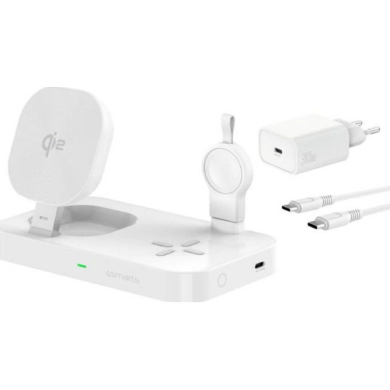 4sMarts Qi2 Trident Charging Station With Charger For Galaxy Watch White - (541368)