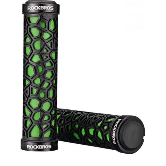 Rockbros 2017-14AGn Bicycle Grips - Black And Green 7016802870775 - (Rockbros-2017-14AGN)