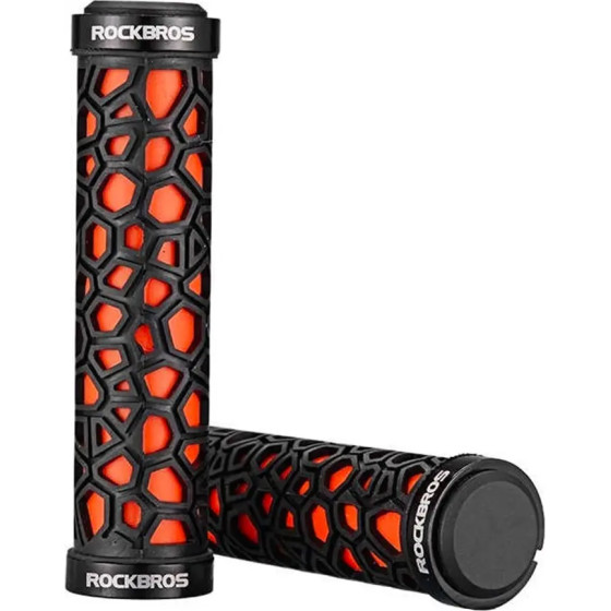 Rockbros 2017-14AOr Bicycle Grips - Black And Orange 7016802870768 - (Rockbros-2017-14AOR)