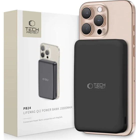 Tech-Protect Powerbank PB24 Lifemag QI2 Magsafe 10000 Mah - Black - (26755-0)