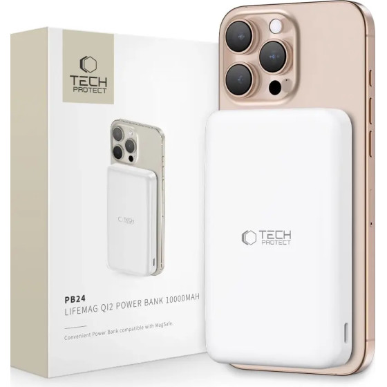 Tech-Protect Powerbank PB24 Lifemag QI2 Magsafe 10000 Mah - White - (26754-0)