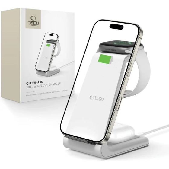 Tech-Protect QI15W-A36 3in1 Charging Station For Apple - White - (26882-0)