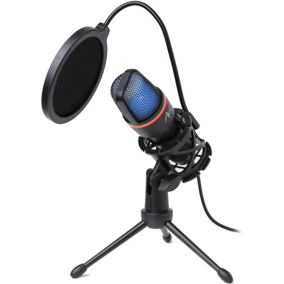 Art condenser stand microphone with mechanical filter and diaphragm with light tripod AC-02 black
