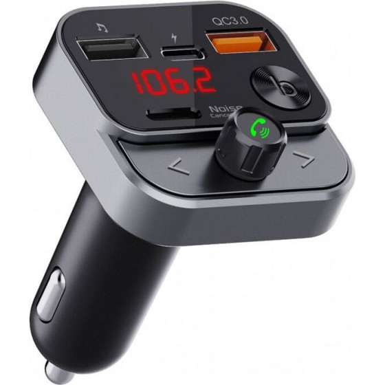 Art transmiter FM bluetooth 5.0 + USB A QC3.0 + Typ C (total 30W) FM-84B black