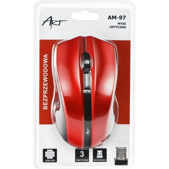 Art wireless computer mouse 2,4G 1000 dpi AM-97 red