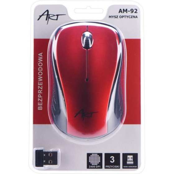 Art wireless computer mouse 2400 dpi AM-92 red