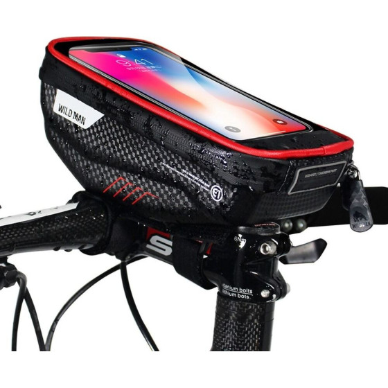 Wildman traveling bag for bike handlebars with zipper E1 1L ( 4 ''- 7'' ) black