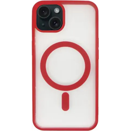 Vivid Magsafe Silicone Case Apple iPhone 15 Plus Transparent/Red - (CS-MGS TR 4-2403008)