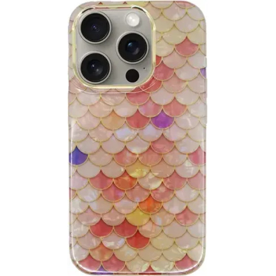 Vivid Mermaid Scale Silicone Case Apple iphone 15 Pro Max Pink - (CS-FSHN BLK-2403003)