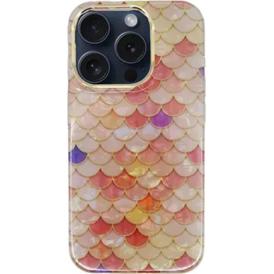 Vivid Mermaid Scale Silicone Case Apple iPhone 15 Pro Pink - (CS-FSHN BLK-2403002)