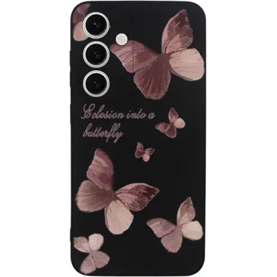 Vivid Silicone Case Samsung Galaxy S24 Butterfly Black/Pink - (CS-BTF-2403008)