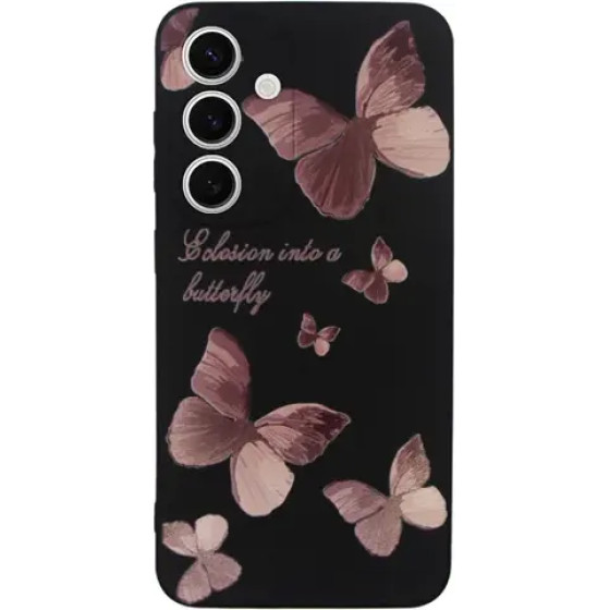 Vivid Silicone Case Samsung Galaxy S24+ Butterfly Black/Pink - (CS-BTF-2403010)