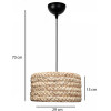GloboStar Pomegrande Boho �������� ��������� K����� �������� 1 x E27 IP20 ���� Rattan - �29 x �29 x �16cm - (204-0161)