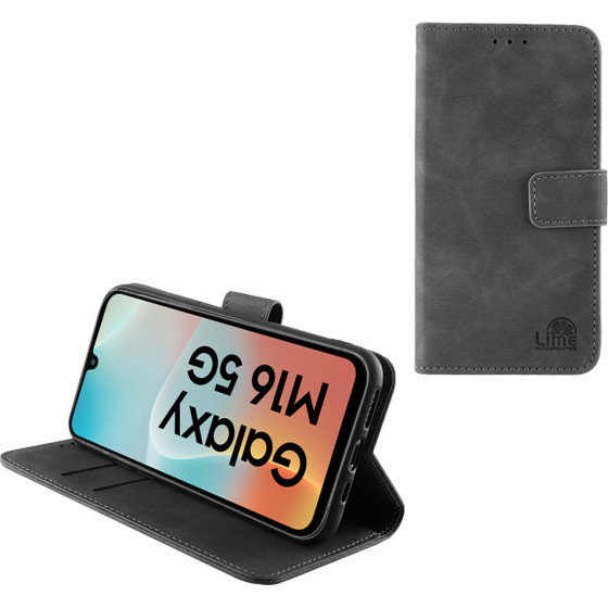 Lime ���� Samsung M16 5G M166 6.7'' Essential Magnet Book Stand Clip GREY