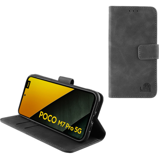 Lime ���� Xiaomi Poco M7 Pro 5G 6.67'' Essential Magnet Book Stand Clip GREY
