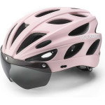 Rockbros Bike Helmet With Visor, Detachable Uv Goggles, Detachable Visor, Unisex - Pink 5907769373411 - (8386824304084)
