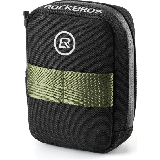 Rockbros Mini Saddle Bag With CO2 Cartridge Holder - Black/Green 5907769374463 - (8386824308686)