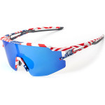 Rockbros Polarized Cycling Glasses With Uv Protection And Corrective Insert Blue Lenses - Usa Pattern - White 5907769373268 - (8386824303766)