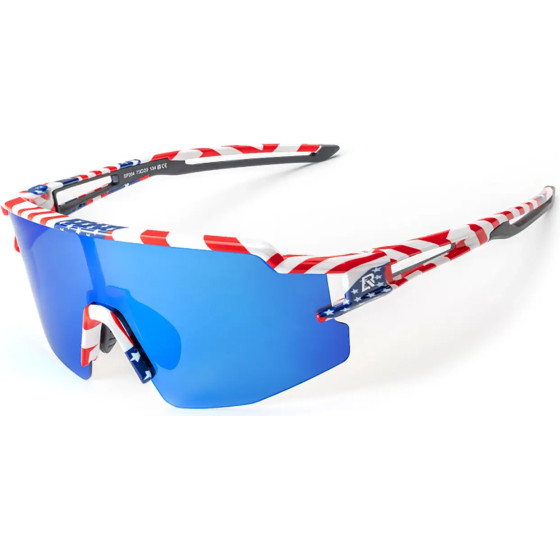 Rockbros Polarized Cycling Glasses With Uv Protection And Corrective Insert Blue Lenses - Usa Pattern - White 5907769373268 - (8386824303766)