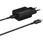 Samsung 25W EP-TA800EBe USB-C Wall Charger With EP-DA705BBe USB-C / USB-C Cable - Black EP-TA800EBe + EP-DA705BBe - (57983113662)
