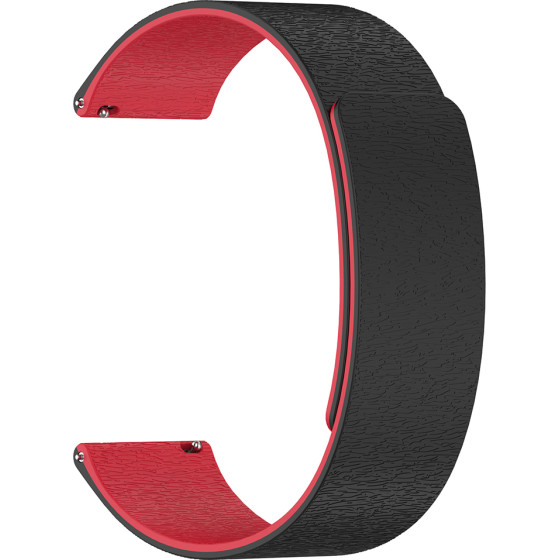 Techsuit - Watchband 18mm (W074) - Huawei Watch Gt 4 (41mm)/W1/Honor Watch S1/Garmin Venu 2S/Vivoactive 4S - Black / Red