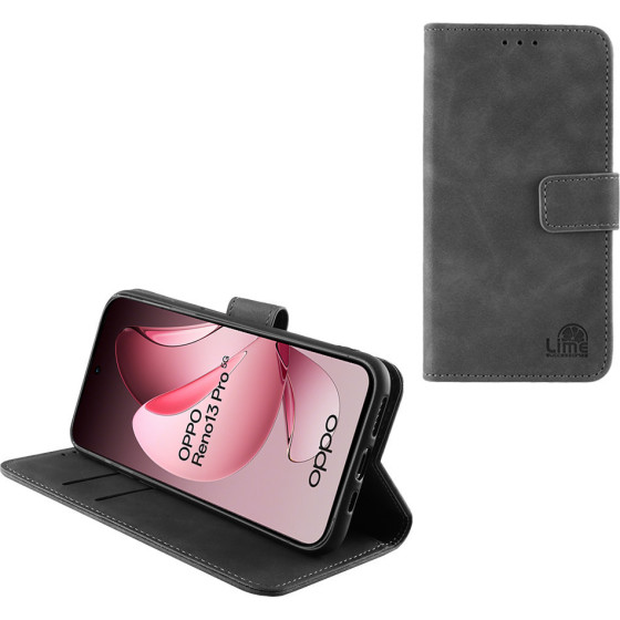 Lime ���� Oppo RENO13 Pro 5G 6.83'' Essential Magnet Book Stand Clip GREY