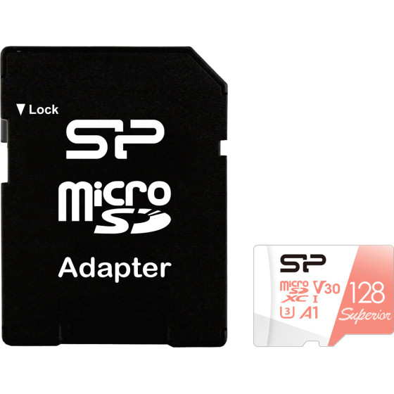 Silicon Power ����� ������ Microsdxc Superior, 128GB, C10 UHS-I U3 A1 V30 - (SP128GBSTXDV3V20SP)