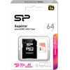 Silicon Power ����� ������ Microsdxc Superior, 64GB, C10 UHS-I U3 A1 V30 - (SP064GBSTXDV3V20SP)