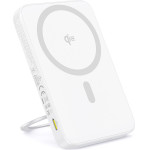 Baseus - Power Bank Picogo (P10076800213-01) - Type-C, Qi2, Fast Charging, 20W, 5000mAh, Rotable Stand, Cable Type-C - White