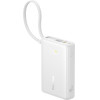 Baseus - Power Bank Picogo - Type-C, USB, Fast Charging, 45W, 10000mAh, Built-In Type-C Cable - White - (P10076803213-00)