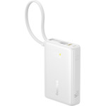 Baseus - Power Bank Picogo - Type-C, USB, Fast Charging, 45W, 10000mAh, Built-In Type-C Cable - White - (P10076803213-00)