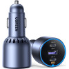 Ugreen - Car Charger EC705 (55511) - For Phone, Laptop, Fast Charge, Led Light, 2x USB-C, USB, 130W, With Type-C Cable - Grey - (55511;EC705)
