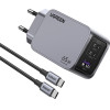 Ugreen - Wall Charger Nexode Pro X755 (25871) - GaN, Fast Charging, USB, 2x Type-C, 65W, 3A, PD3.0, QC4.0 - Grey - (25871;X755)