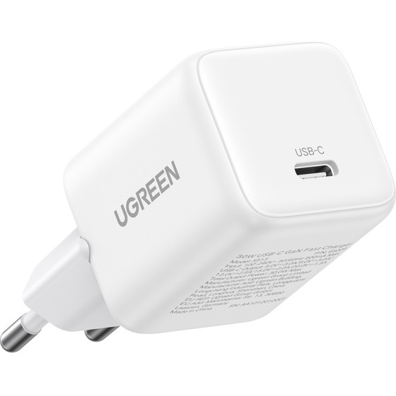 Ugreen - Wall Charger X513 (65009) - USB-C, GaN, Fast Charging, 30W, QC4, 5V/3A - White - (65009;X513)