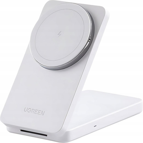 Ugreen - Wireless Charger 2in1 W528 (45055) - For iPhone, Apple Watch, AirPods, MagSafe, USB-C, Foldable, 20W, 3A, Qi2- White - (45055;W528)