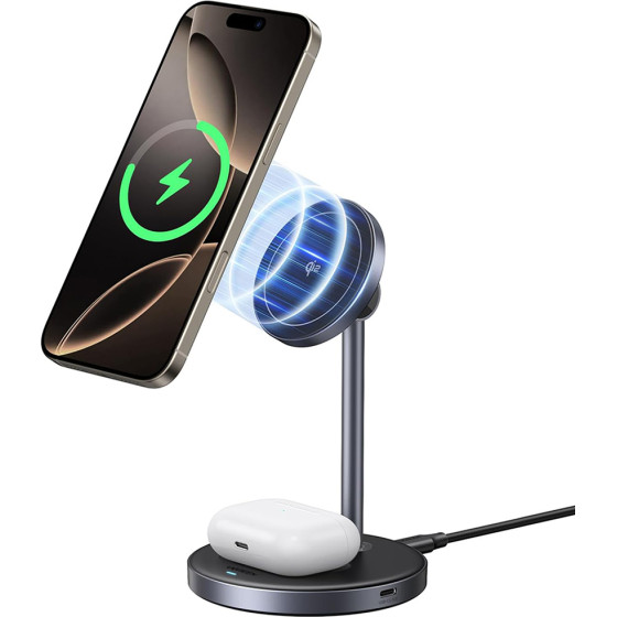 Ugreen - Wireless Charger 2in1 W710 (45382) - MagSafe, For iPhone, AirPods, Apple Watch, USB-C, Qi2, 20W, 3A - Black - (45382;W71)