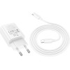 Hoco ��������� �������� N62 Gentle �� 1 ����� �������� USB-C Quick Charge 30W 5V 3.0A ������ + ������� USB-C �� USB-C - (N62 Gentle + Cable)