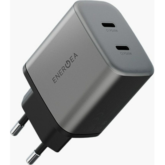 ENERGEA Wall Charger Ampcharge GaN45 2xUSB-C PD/PPS/QC3.0 45W Grey - (CHR-AC2C-GAN45EU)
