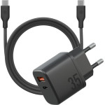 ENERGEA Wall Charger Bazic Goport Velox Kit 1xUSB-C 1xUSB-A Gan 35W With Cable Black - (CHR-GPVLX-EU-BLK)
