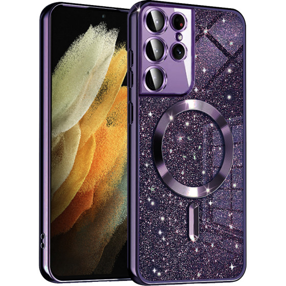 Techsuit - Luxury Glitter Magsafe - Samsung Galaxy S21 Ultra 5G - Deep Purple