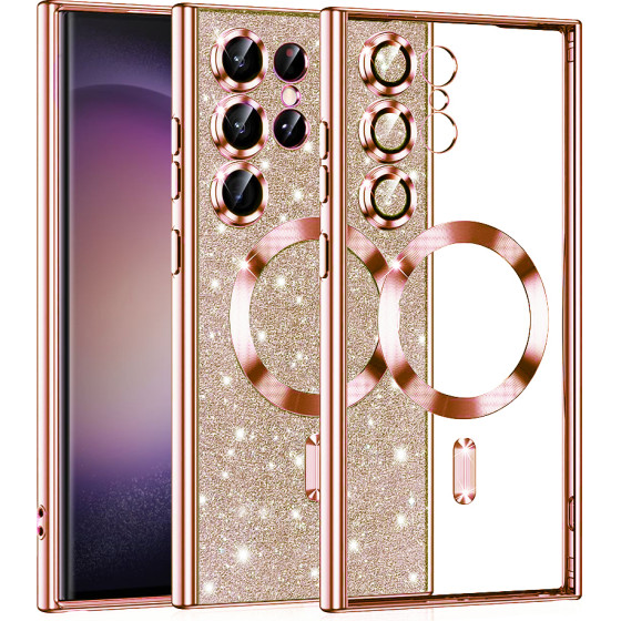 Techsuit - Luxury Glitter Magsafe - Samsung Galaxy S23 Ultra - Rose Gold