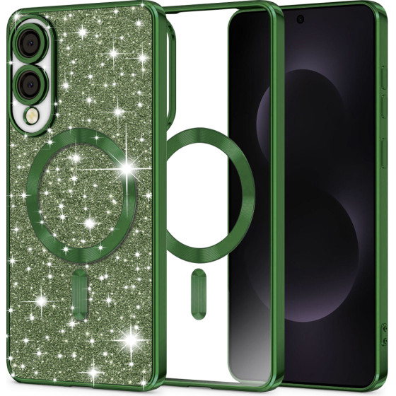 Techsuit - Luxury Glitter Magsafe - Samsung Galaxy S25 Edge - Deep Green