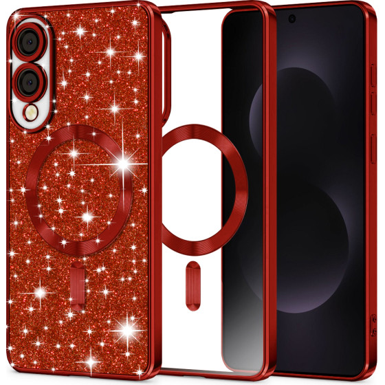 Techsuit - Luxury Glitter Magsafe - Samsung Galaxy S25 Edge - Red