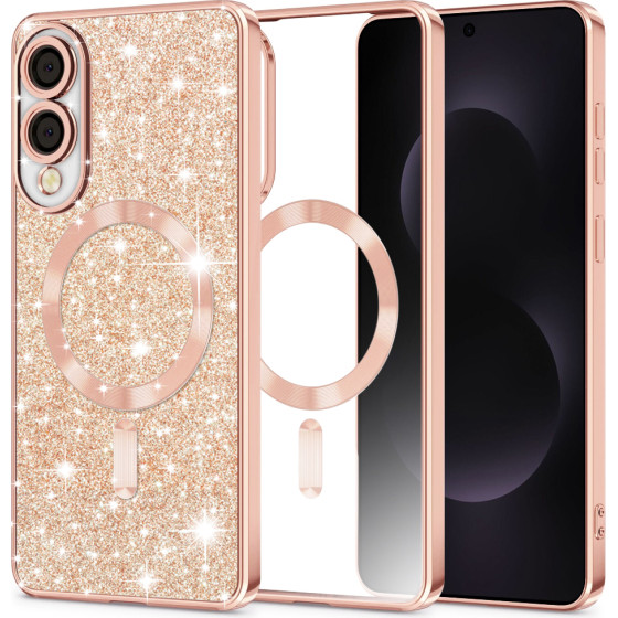 Techsuit - Luxury Glitter Magsafe - Samsung Galaxy S25 Edge - Rose Gold