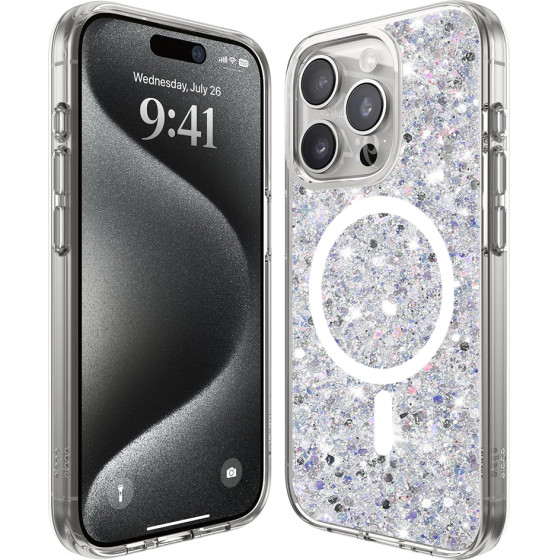 Techsuit - Sparkly Glitter Magsafe - Iphone 15 Pro Max - White